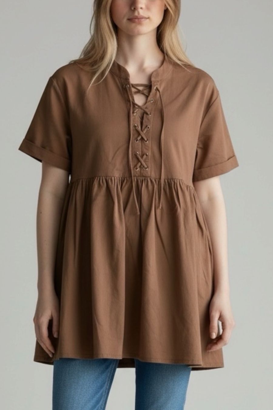 Sezane Robes: Sézane 36 Robe babydoll coton bio camel - Comme neuve – D'occasion à Genève par Frippop