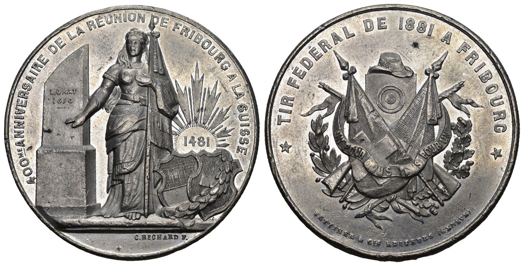 Medaillen: Fribourg 1881 – Gebraucht aus Bern von numismatictops