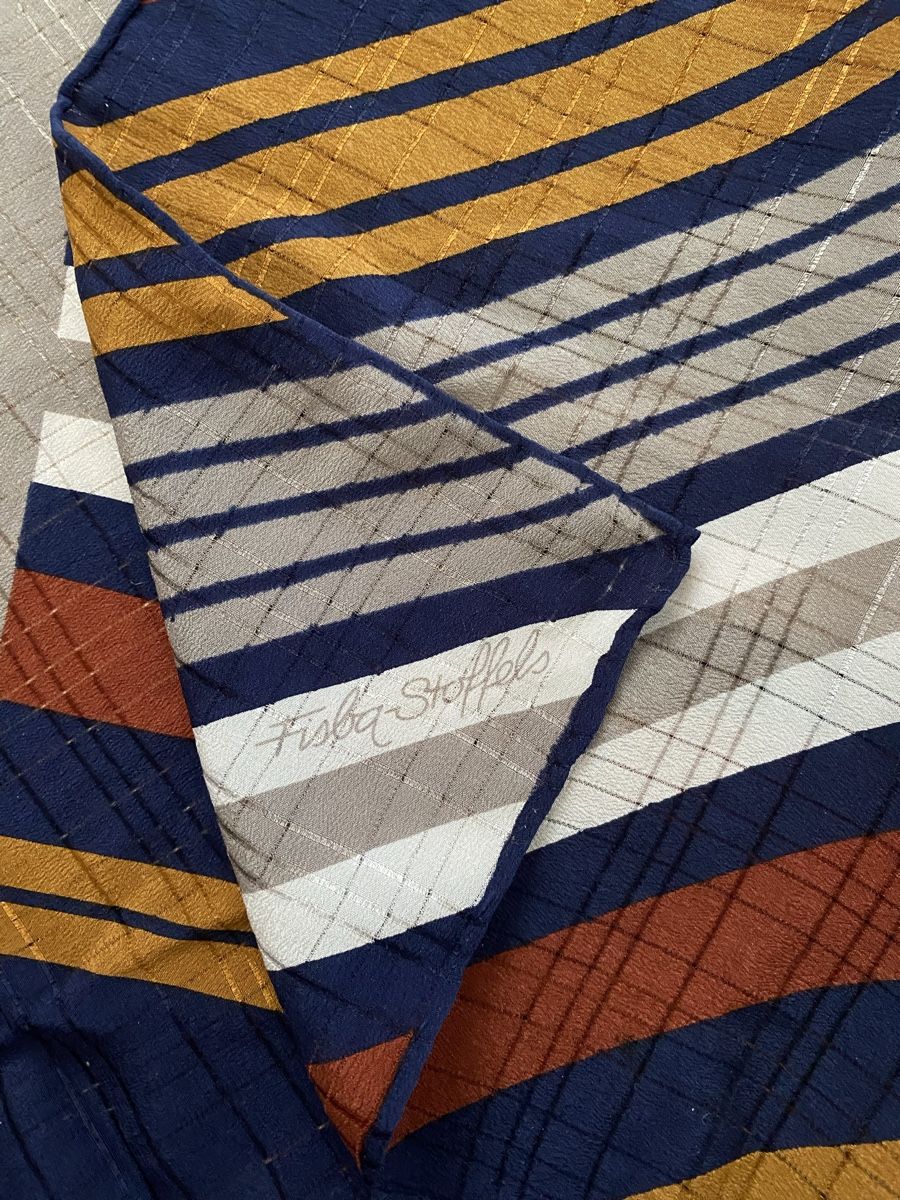 Foulard Fisba Stoffels Authentique - 100% Soie, Motif Floral Vintage, Occasion Bon État