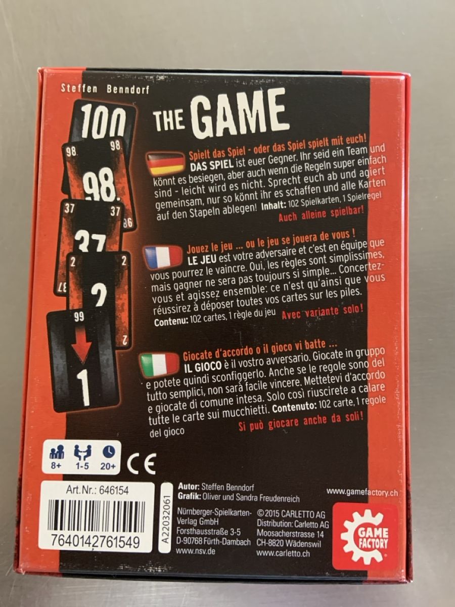 Spiele: Kartenspiel „The Game“ – Neu (gemäss Beschreibung) aus Tafers von Helgi5 1