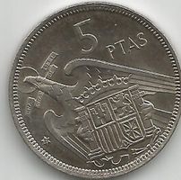 SPANIEN - 5 PESETAS 1957*73  UNZIRKULIERT IM MUENZKARTON