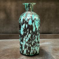 Sublime vase en verre soufflé d'art inclusions or argent