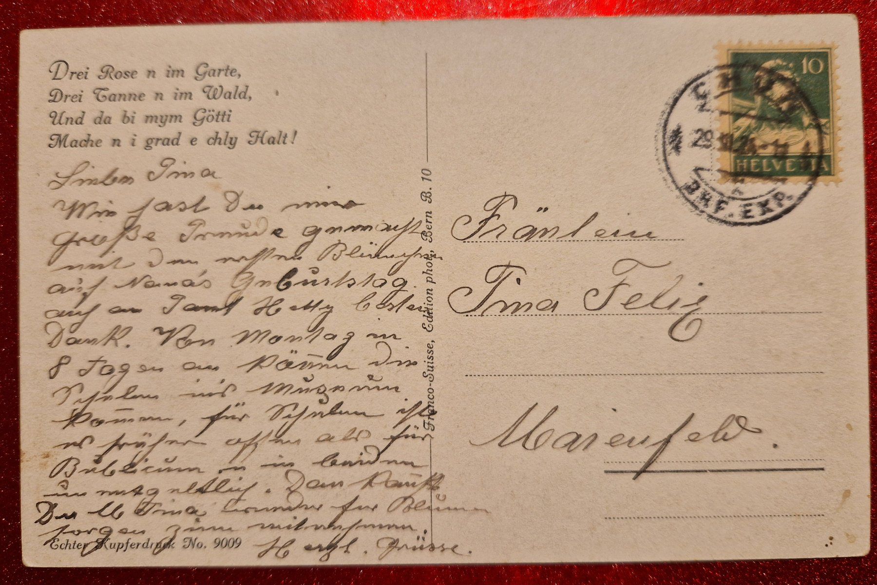 Cartoline postali: "Im Schtöckli" 1924 – Usato da Melchnau venduto da Fishel 1