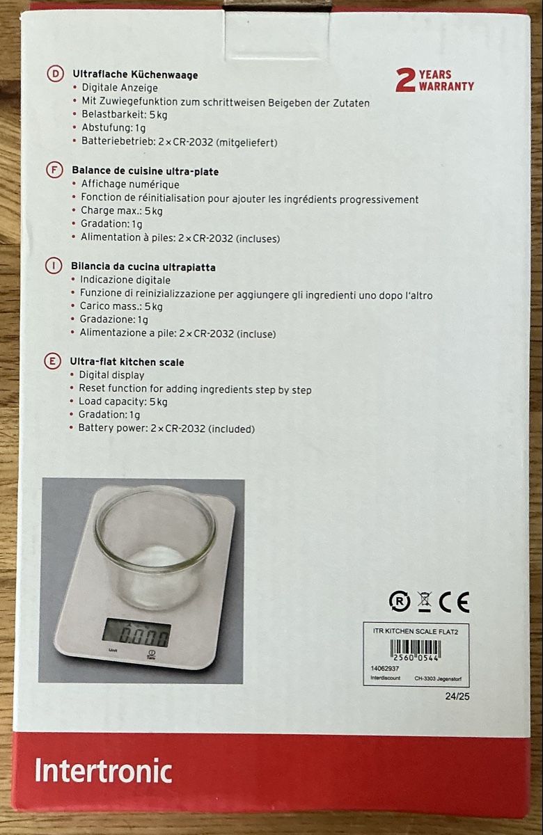 Balances de cuisine: Ultraflache Küchenwaage von Intertronic – Neuf avec emballage d'origine à Kloten par Kloetip 1