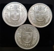 3x 5Fr. 1966 835/1000 Silber, 15gr.