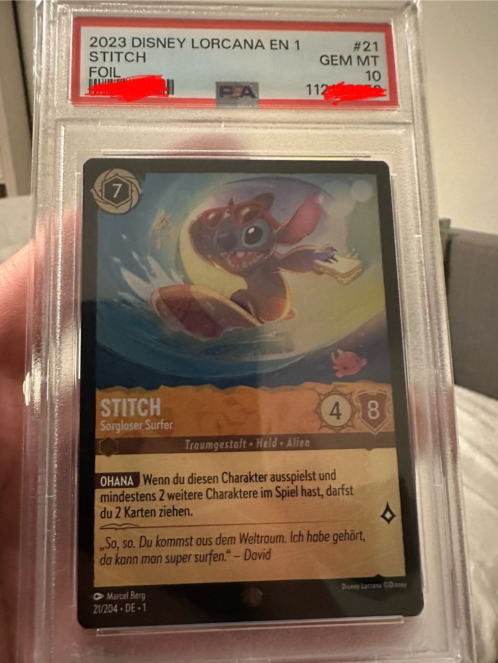 Disney Sammelbilder & Trading cards: Lorcana - Stitch Foil DE-1 - ERRATA PSA 10 - inkl. PSA fail – Neu (gemäss Beschreibung) aus Kaiseraugst von Flashlight