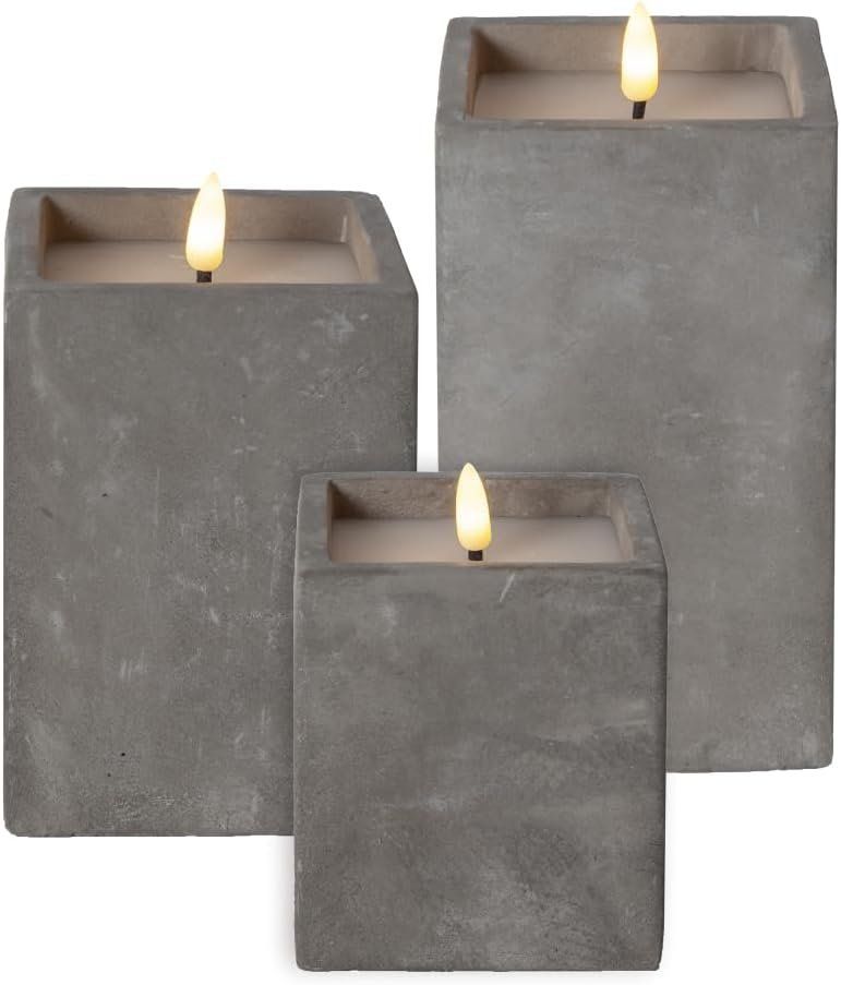 Kerzen: Star Trading LED Blockkerze Beton 3er-Set - Echtwachs, Timer – Neu und originalverpackt aus Hundwil von Mr.Wong