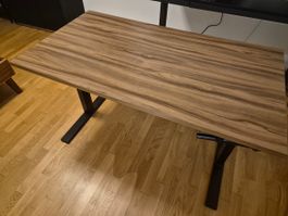 Höhenverstellbarer Schreibtisch Kurbel Holzoptik