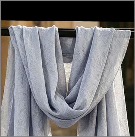 Écharpe soie 100% bleu-gris