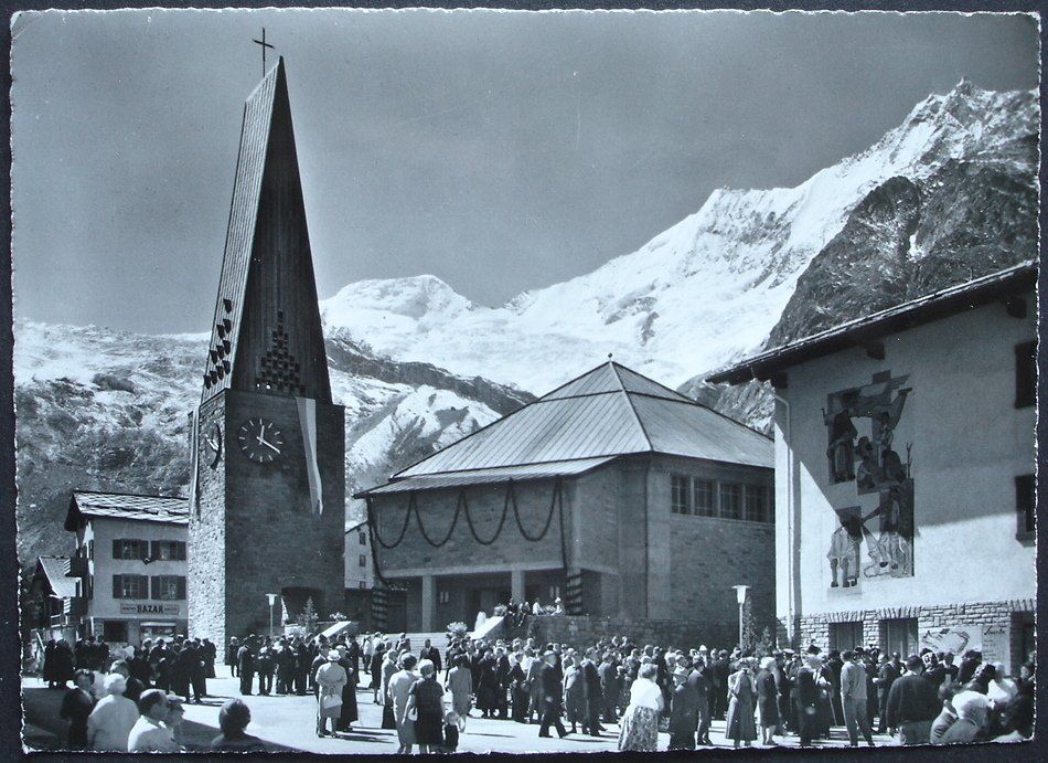 Cartoline postali: SAAS-FEE Kirche - Bazar – Usato da Jona venduto da philajona