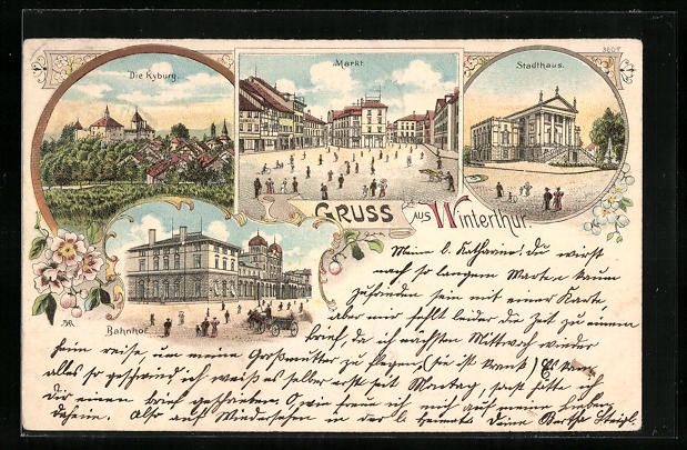 Ansichtskarten: Litho Winterthur, Markt, Die Kyburg, Sta – Gebraucht aus Berlin von bartko-reher
