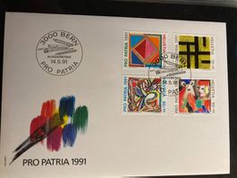 Schweiz 1991 illustrierter FDC Satz Pro Patria Kunst