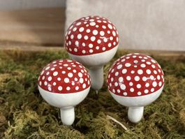 Kalebassen Deko „Pilzli“,Höhe 3 bis 4 cm, wetterfest