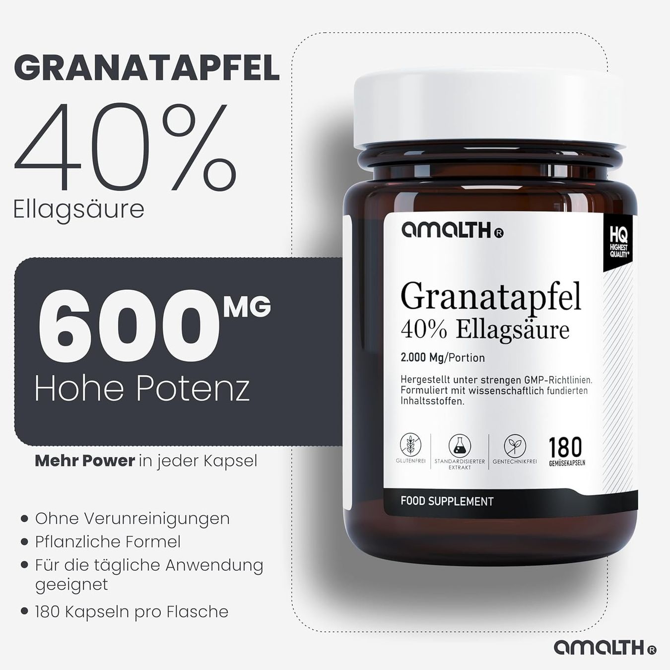 Lebensmittel & Spezialitäten: Granatapfel Kapseln 2000mg 40% Ellagsäure – Neu und originalverpackt aus Suhr von TradeMasters 3