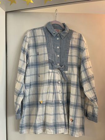 Sportalm vintage Leinenbluse, Gr. 40, blau/weiss kariert