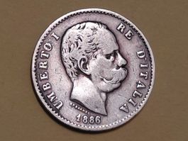 Italien 1 Lira "Umberto I" 1886 R Silber