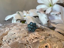 Traum Ring mit Blue Apatit in Silber gefasst - G: 57,5