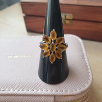 SILBERRING 925ER GESTEMPELT RINGGRÖSSE 17/57 MIT CITRINSTEIN