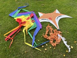 Zwei Drachen Regenbogen Fuchs Flugdrachen
