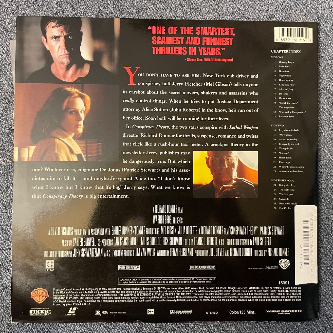 Tutti i DVDs: Mel Gibson: Conspiracy Theory - LASER DISC - Engl. Original – Usato da Stans venduto da Brode 1