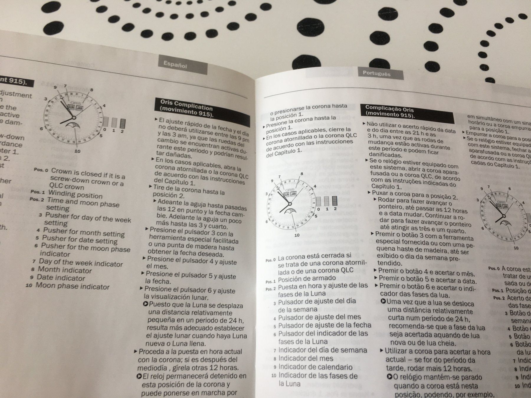 Breitling Documenti: ORIS MANUEL SUPPL. MOVEMENT 915 - OPERATING INSTRUCTIONS – Nuovo (secondo la descrizione) da Epalinges venduto da dream-watch 2