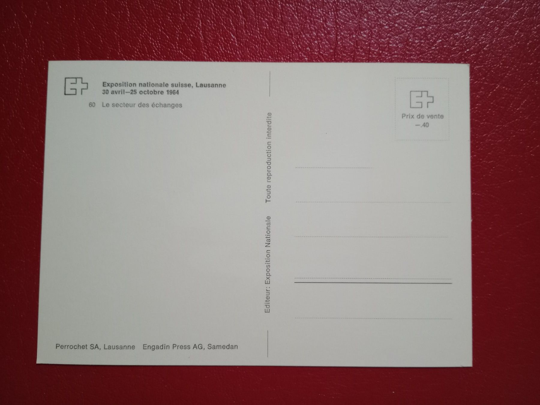 Cartoline postali: Expo Lausanne 1964 Secteur Echanges – Usato da Küttigen venduto da Melisch1000 1