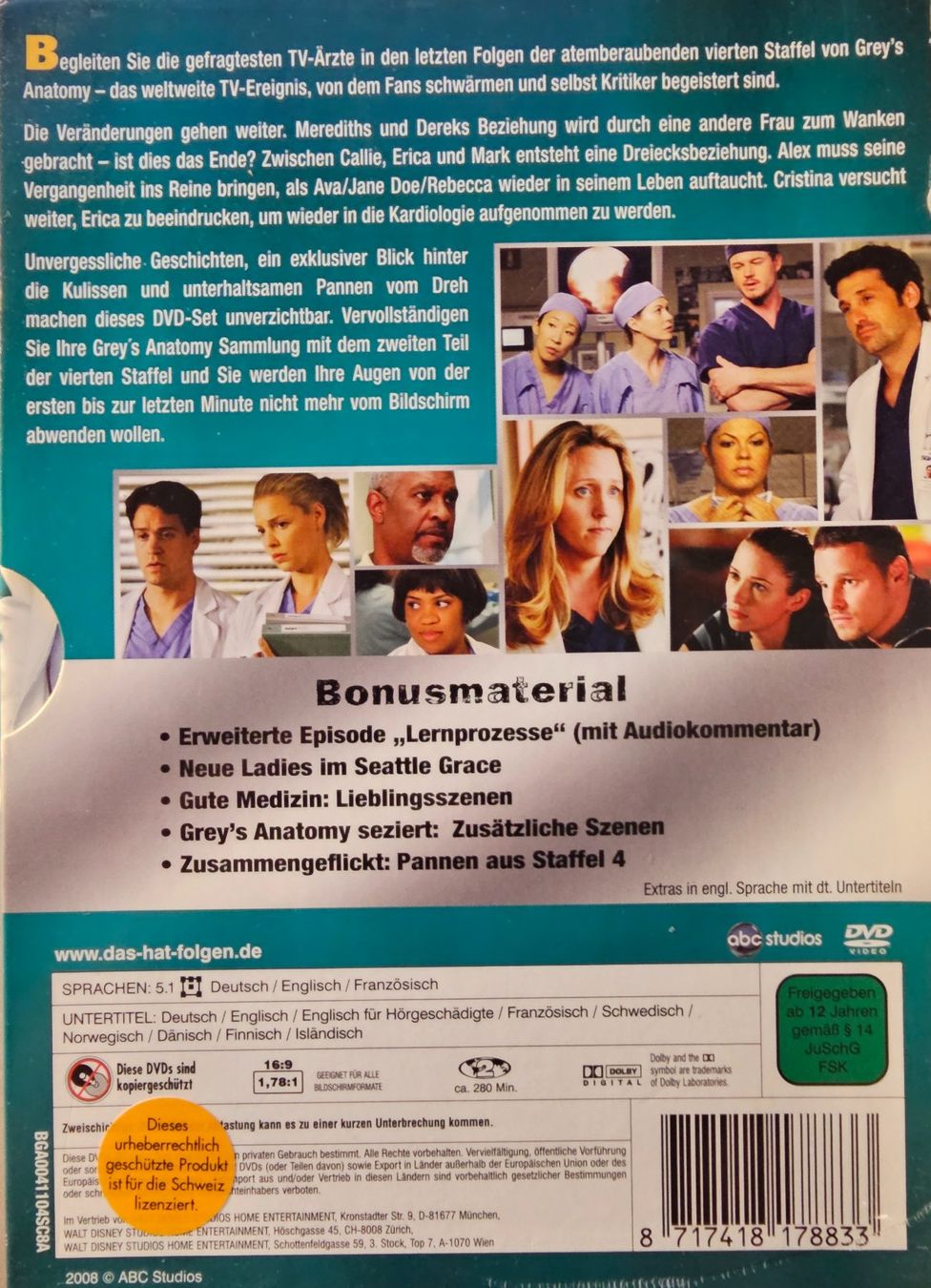 Alle DVDs: Grey's Anatomy - Staffel 4 Teil 2 – Gebraucht aus Wahlen b. Laufen von Cg10 1