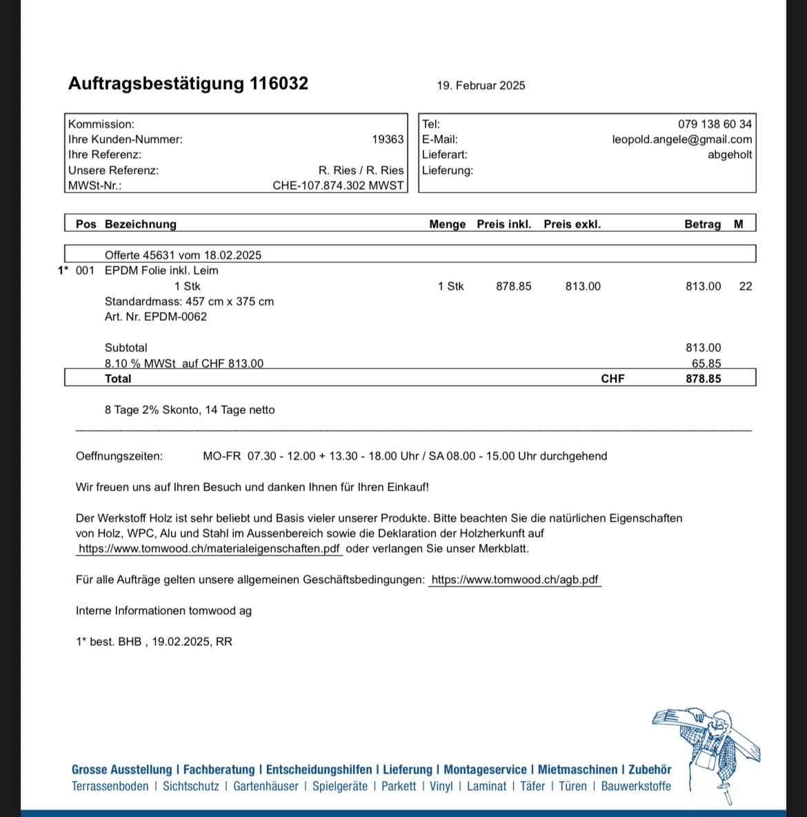Ritocchi & pellicole di protezione: Dach- Teichfolie EPDM – Usato da Obergerlafingen venduto da fredd_y 1