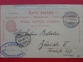 1899: Antwortkarte von WALDENBURG (Schlesien, DE) - ZÜRICH