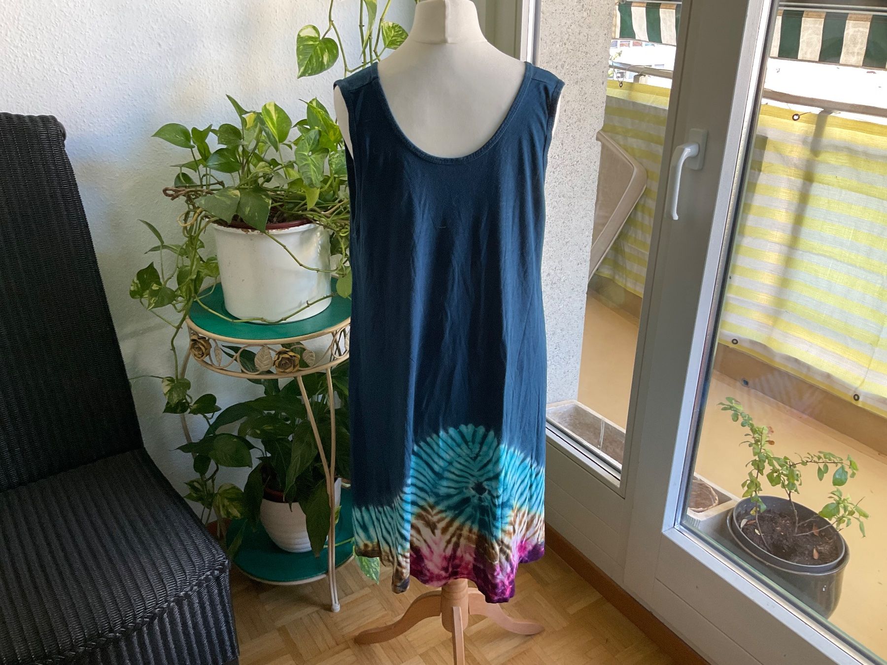 Vestiti: Robe d'été tie-dye batik bleu turquoise - Taille Unique - – Usato da Genève venduto da Mazelyne 4