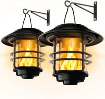 Solarlampe Außen 2er Glas Metall IP65 Flackernde Flamme