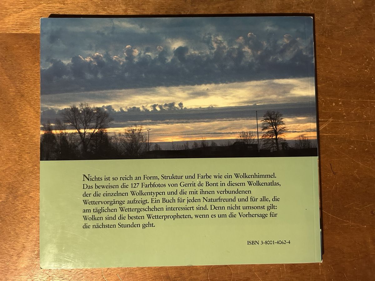 Libri: Wolkenatlas. Gerrit de Bont – Usato da Zürich venduto da WWehrle 1