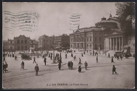 Cartoline postali: AK Genéve, La Place Neuve, 1916 – Usato da Berlin venduto da bartko-reher