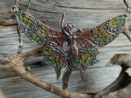 Collier 925 Silber Tiffany im Jugendstil Elfe Schmetterling