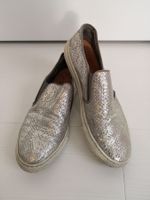 🤩GABOR LEDER SLIPPER-SCHUHE SCHLANGENOPTIK SILBER
