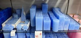045 Posten Raureif Kerzen hellblau aus Liquidation