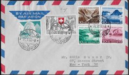 1952 Luftpost FDC Serie BASEL 31.V. n. NY selten Top ab 1.-