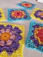 6 Gehäkelte Glas/Tassen Untersetzer, Coaster, 'Viola' Deko