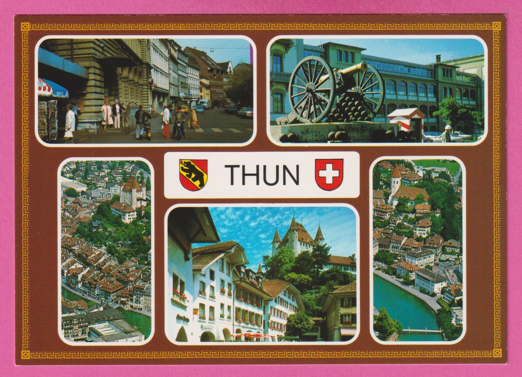 Cartoline postali: Thun Berner Oberland 5-Bild Karte – Usato da Einsiedeln venduto da dillie
