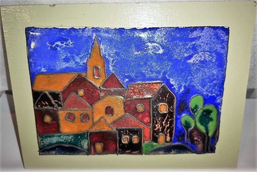 Foto & Immagini: Emalliertes Bild Dorf mit Kirche – Nuovo (secondo la descrizione) da Lutzenberg venduto da Truhe