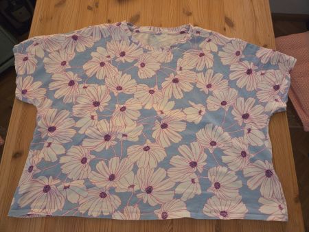 Lila, pink Blumen T-Shirt Baumwolle, XL, 46