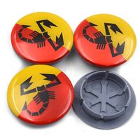 4er Set Nabeldeckel Gelb/Rot Abarth 50mm