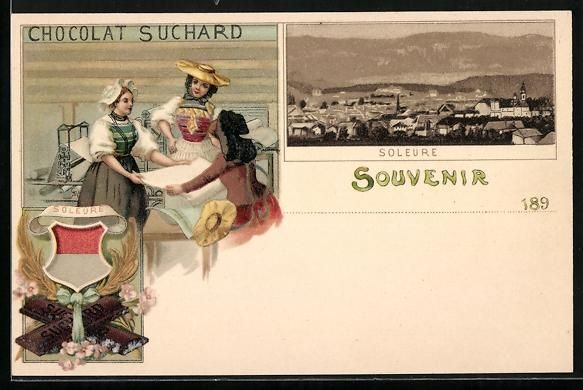 Cartoline postali: Litho Soleure, Gesamtansicht, Chocolat S – Usato da Berlin venduto da bartko-reher