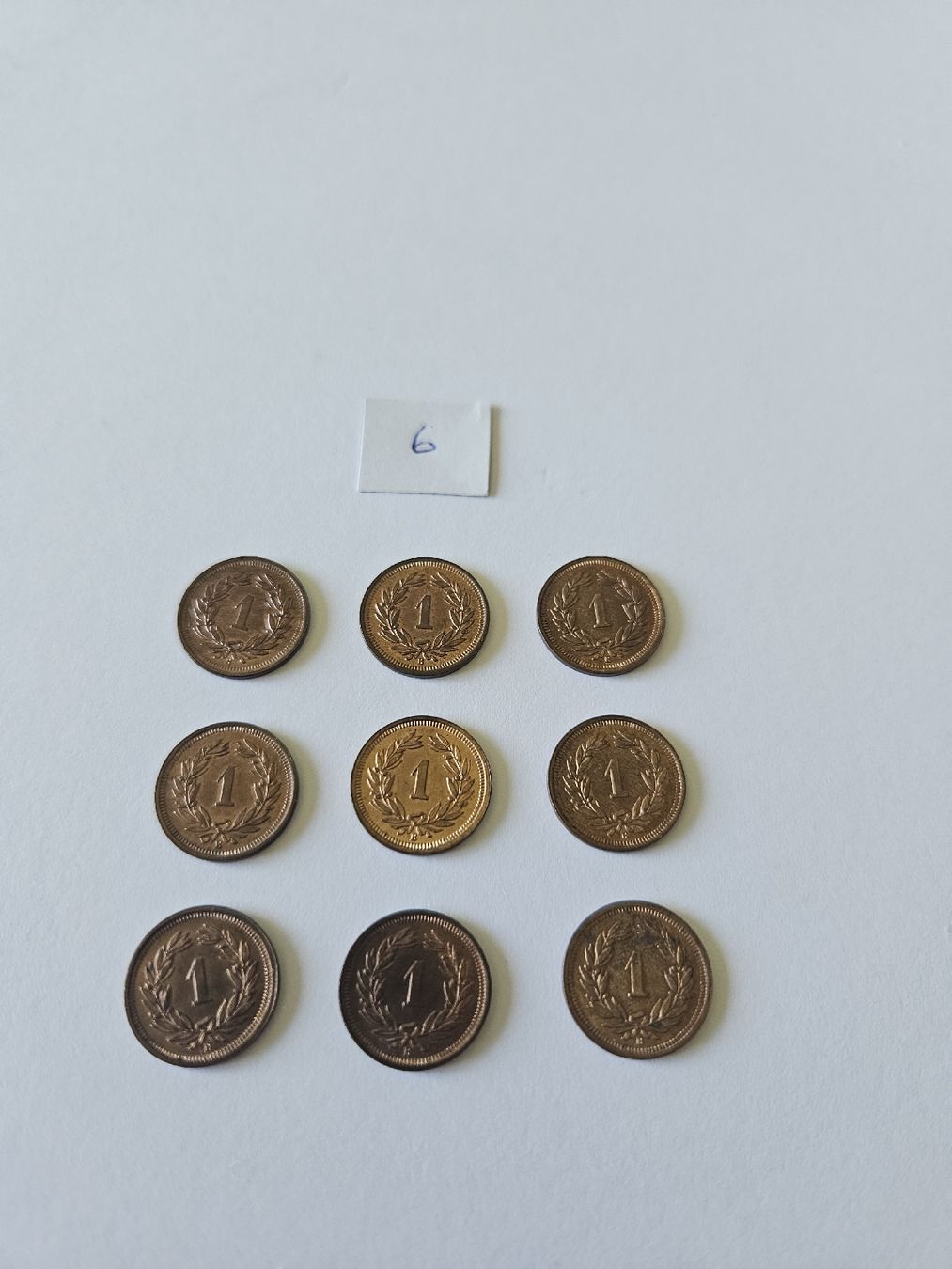 Tutti le monete: 1 Rappen 1937, 9 stk. – Usato da Pfäffikon ZH venduto da Melibol 3