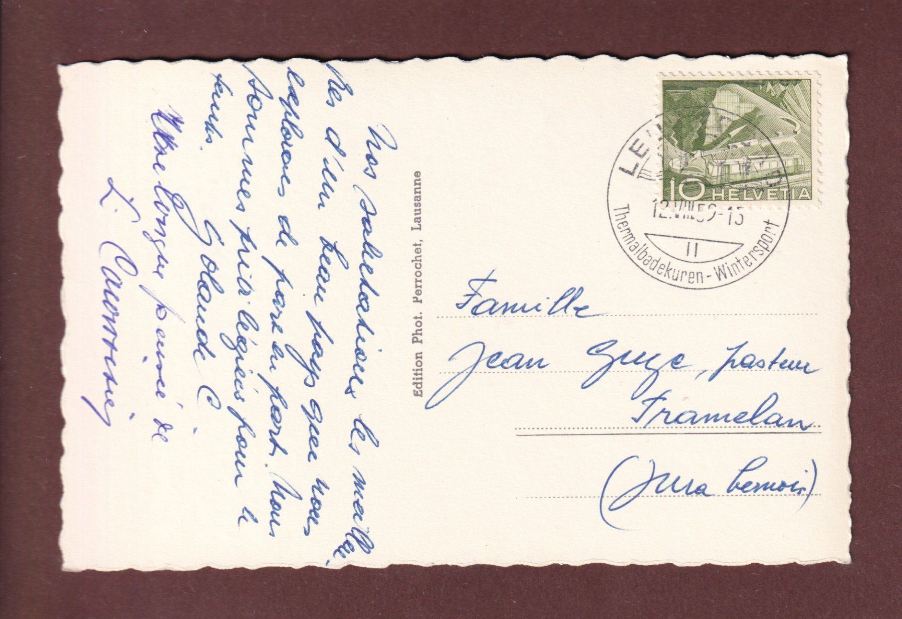 Ansichtskarten: LEUKERBAD - Teilansicht - 1959 – Gebraucht aus Pully von nicecards-shop 1