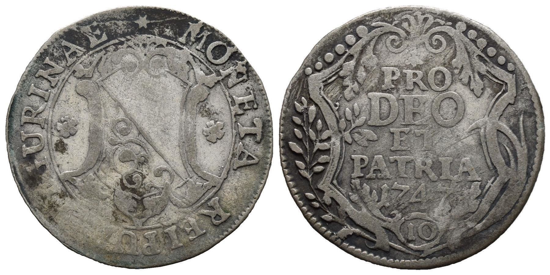 Tutti le monete: Zürich 10 Schilling 1747  /4008 – Usato da Trimbach venduto da Solothurn1