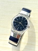 Armbanduhr Swatch blau transparentes Gehäuse 