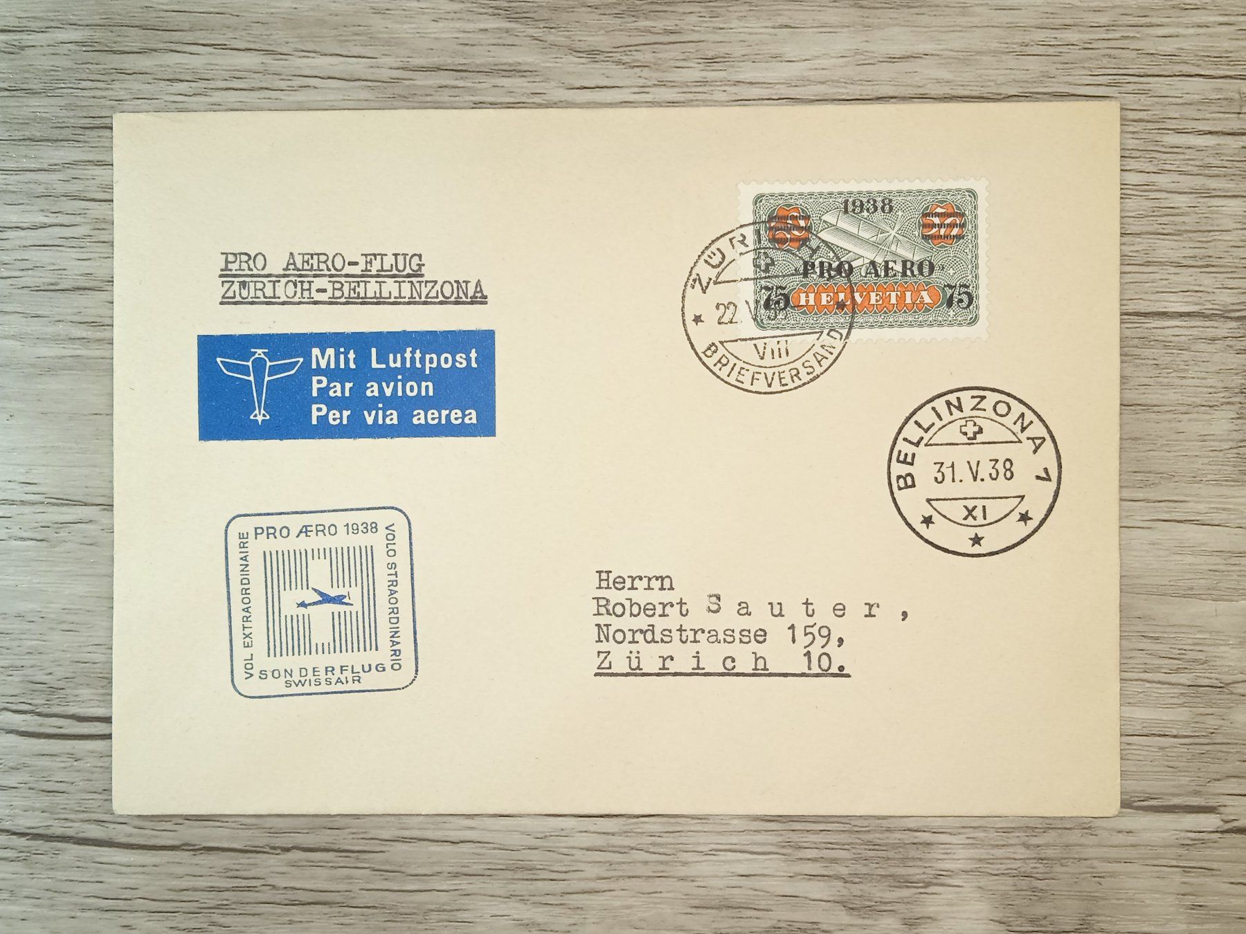 Tutti i francobolli: TR56 Enveloppe + Timbre Suisse 1938 – Usato da Cousset venduto da Patrick_Collections