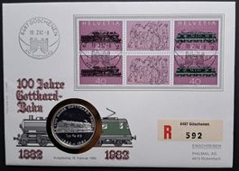 Numisbrief 100 Jahre Gotthardbahn 15gr Silber 999.9