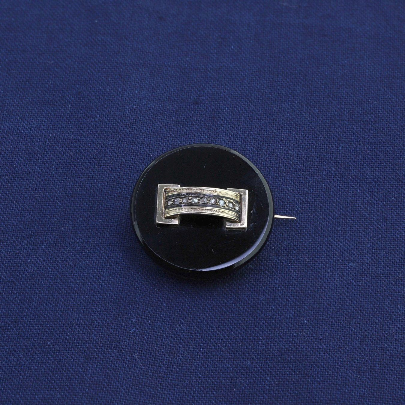 Spille & Fermagli: Onyx Diamant Brosche, Viktorianisch 1861 – Usato da Zürich venduto da Vintage-Jewellery 1